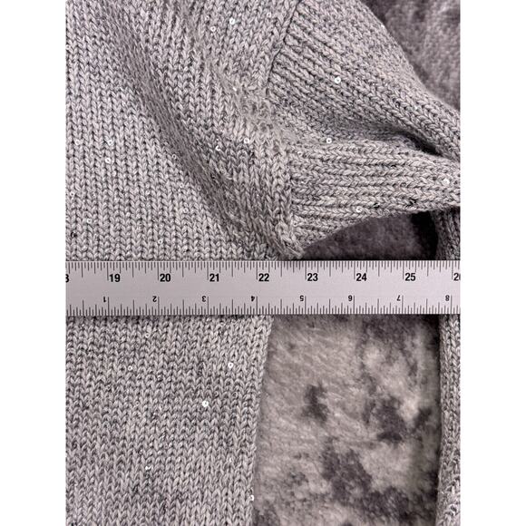 New J Crew Cardigan Small Womens Gray Sequin Chunky Knit Gold Button - Picture 4 of 9